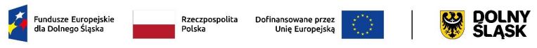 logotypy: Fundusze Europejskie dla Dolnego Śląska, flaga RP, flaga UE, Herb i napis Dolny Śląsk